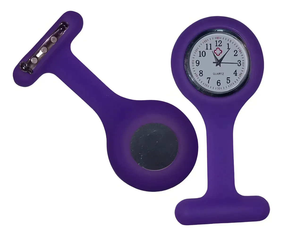 Relógio Área Da Saúde Em Silicone Jaleco Ou Bolso Roxo