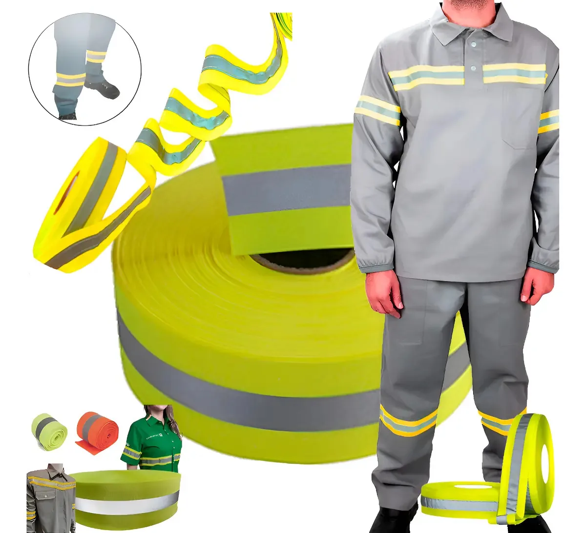Faixa Refletiva Amarela 10m x 5cm para Uniformes e EPI