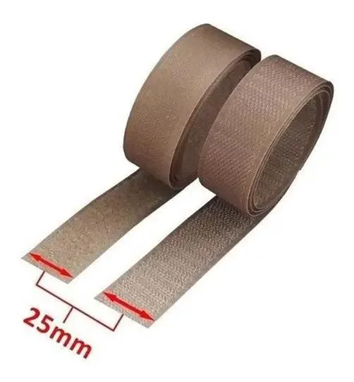 Fecho De Contato Macho E Fêmea 25mm X 1 Metro Caqui Escuro