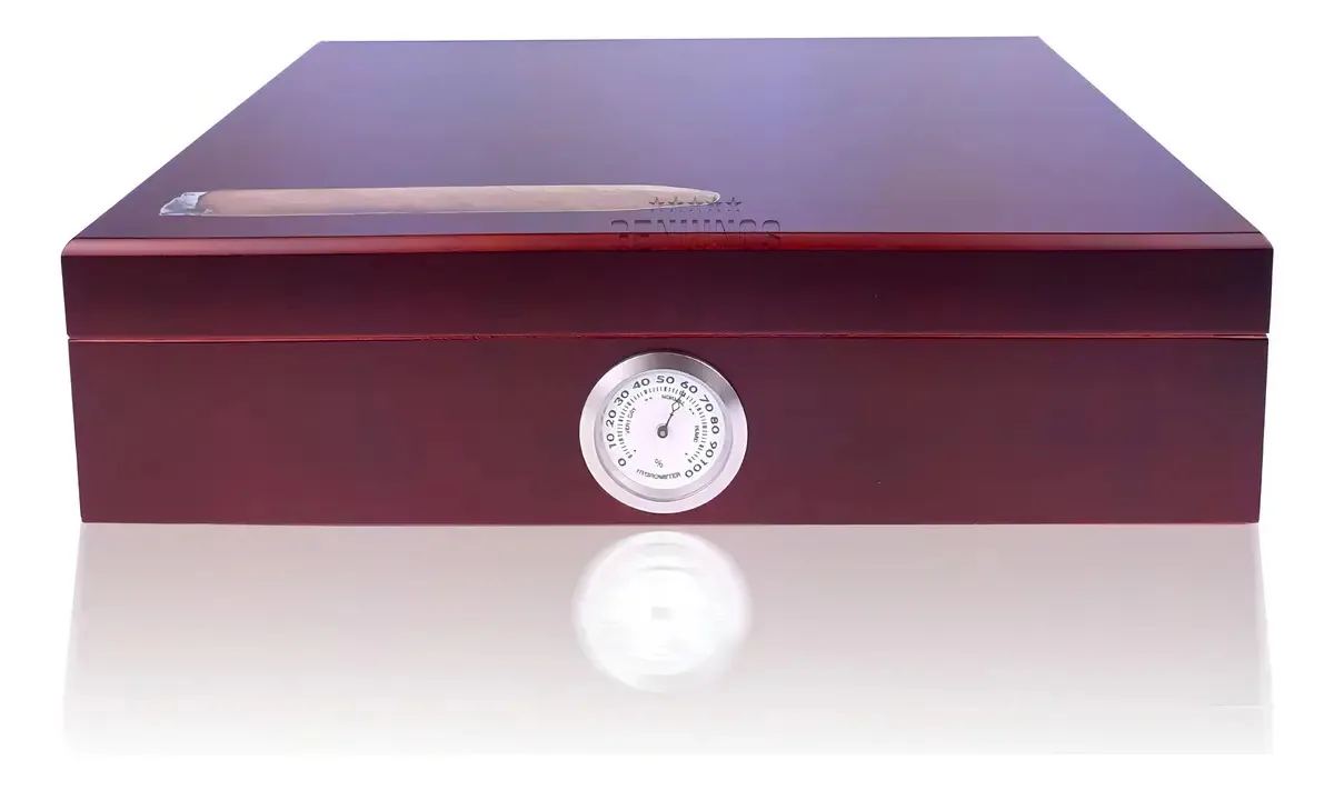 Caixa Umidora Para 12 Charutos Com Higrômetro Externo