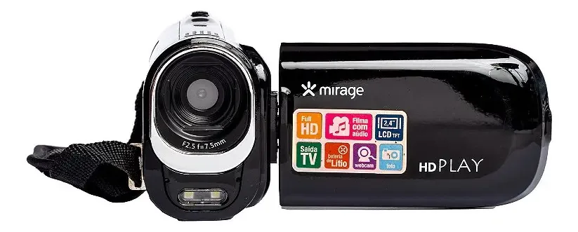 Filmadora Câmera Fotográfica Digital Mirage Hd Play Caixa Preto