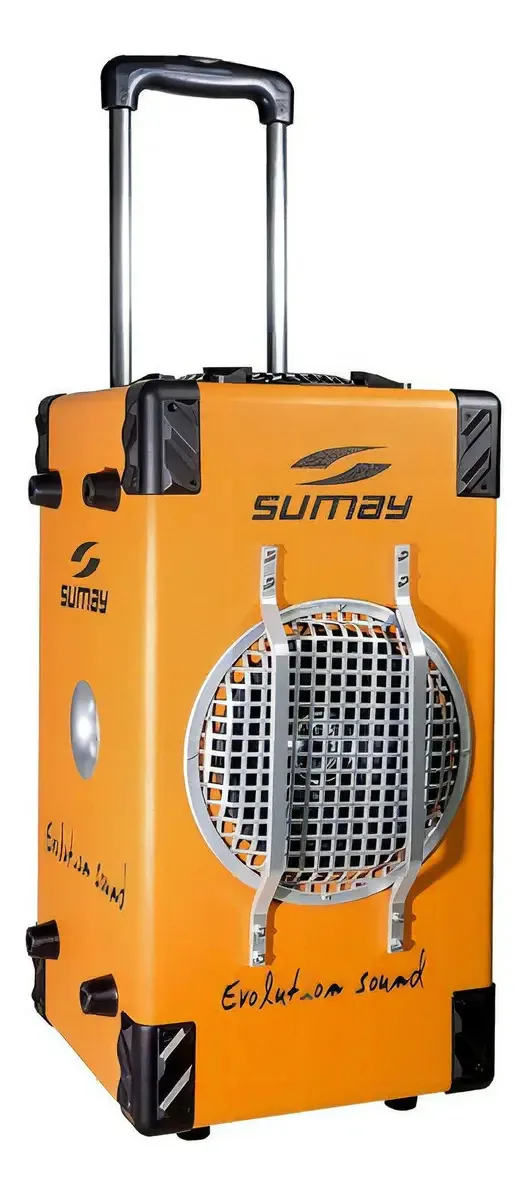 Caixa Som Amplificada Bluetooth Microfone S/fio 200w Laranja