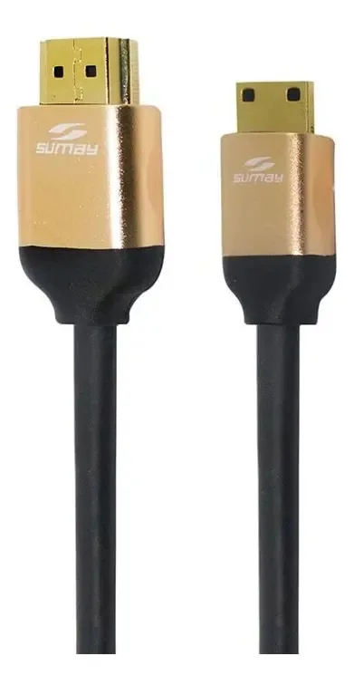 Cabo Hdmi X Mini Hdmi 2.0 High 1,80m Banhado Ouro 24k