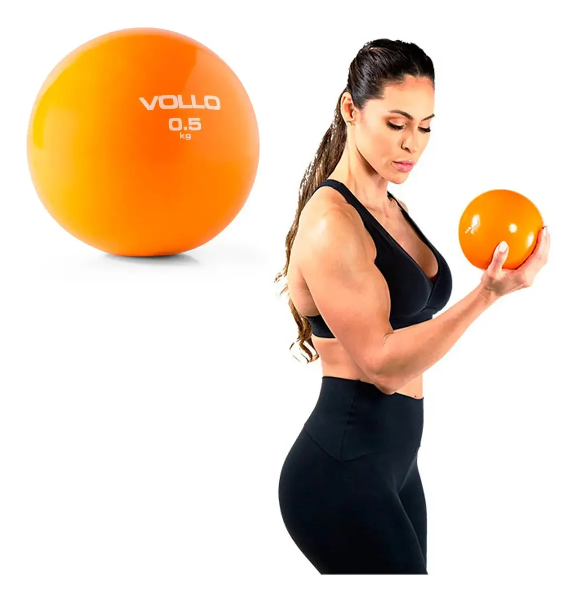 Bola Tonificadora Pilates Yoga Funcional Toning 0.5 Kg Vollo Laranja