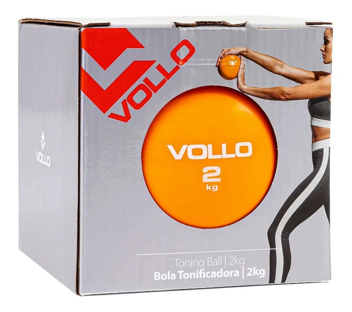 Bola Tonificadora 2kg Pilates Funcional Fisioterapia Força Cor Laranja