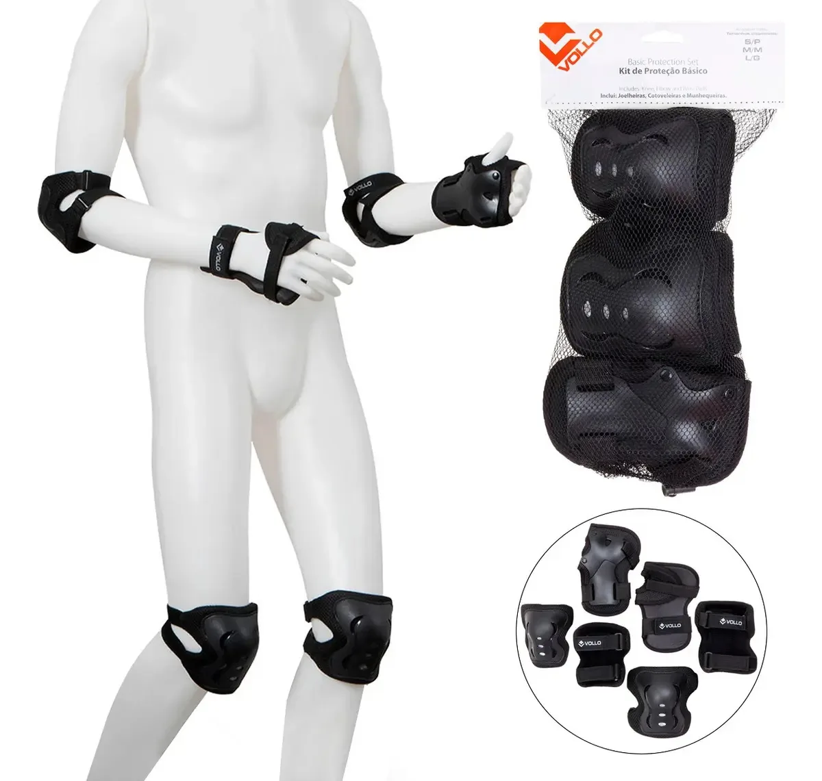 Kit De Proteção Infantil Skate Patins Bicicleta Bike G Vollo