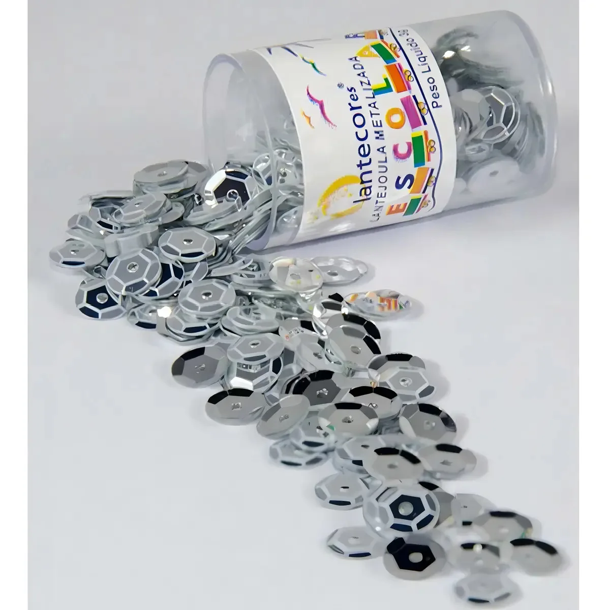 Lantejoula Metalizada Prata 10mm. Potes 2g