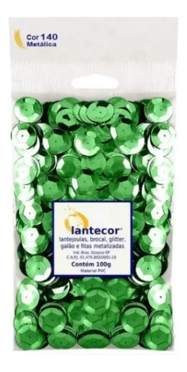 Lantejoula 10mm 100g Lantecor Cor Verde Bandeira