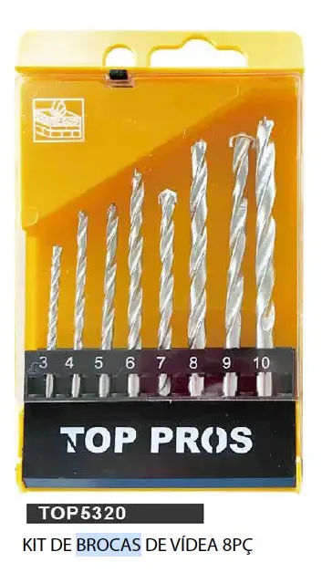 Kit Brocas Videa 8 Peças 3mm a 10mm Construção Top Pros
