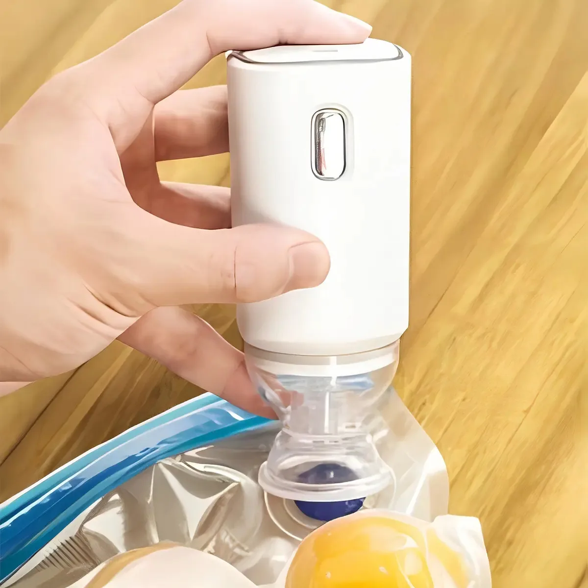 Bomba Vácuo Alimentos 5 Sacos Plásticos Recarregável
