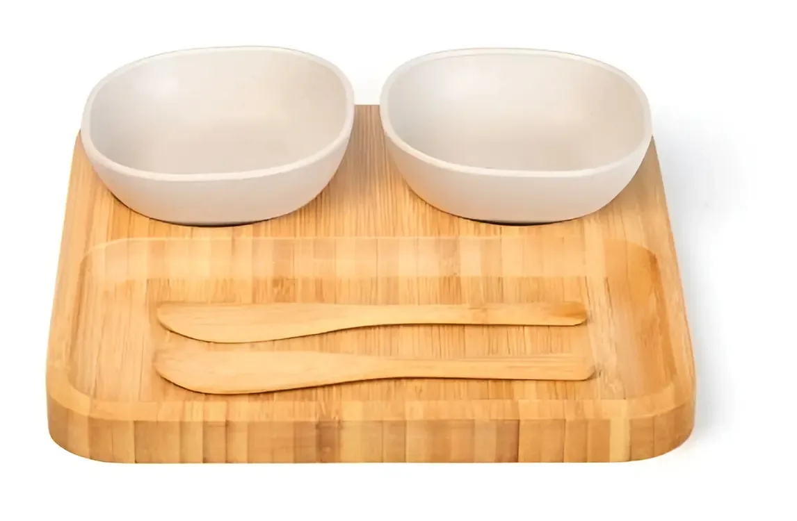 Conj Para Petisco E Patê Bambu 5 Pçs 00573 Welf Cor Marrom