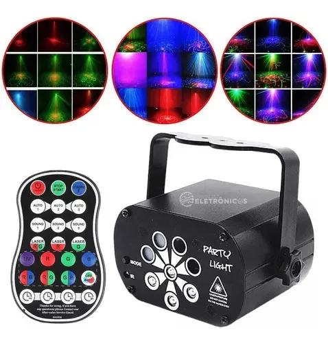 Mini Projetor Laser Recarregável Sensor De Som Com 60 Modos