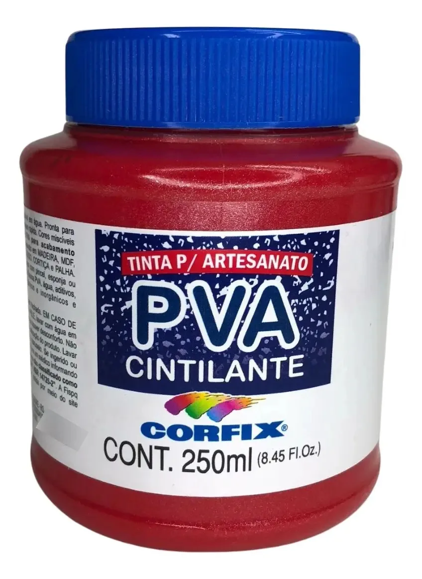 Tinta PVA Cintilante Roxa 250ml Corfix para Artesanato em Madeira e Papel