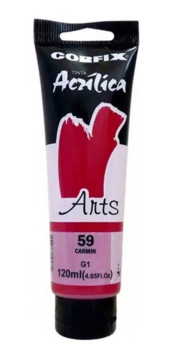 Tinta Acrílica Corfix Arts 120ml Tela Carmin Para Pintura Artística