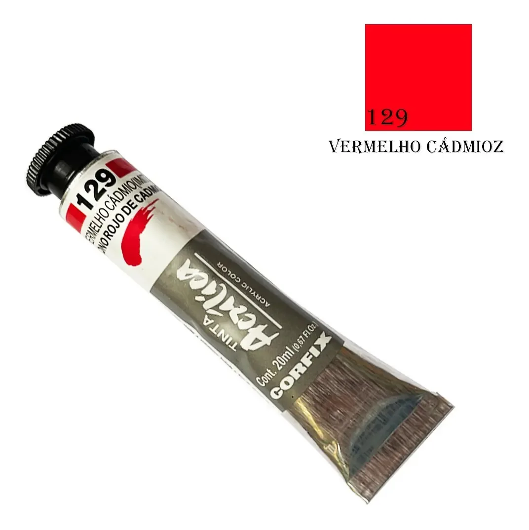 Tinta Acrílica Corfix Vermelho Cadmio 37ml Pintura Artística