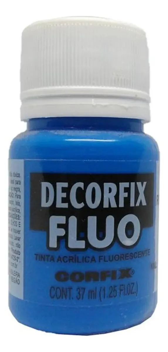 Tinta Acrílica Fluorescente Azul 37ml Corfix 1023 para Artesanato
