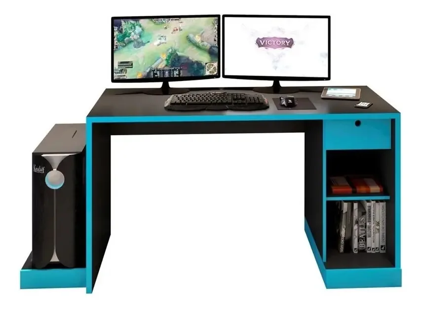Mesa Computador Desktop Pc Notebook Desk Game Drx 3000 Cor Azul