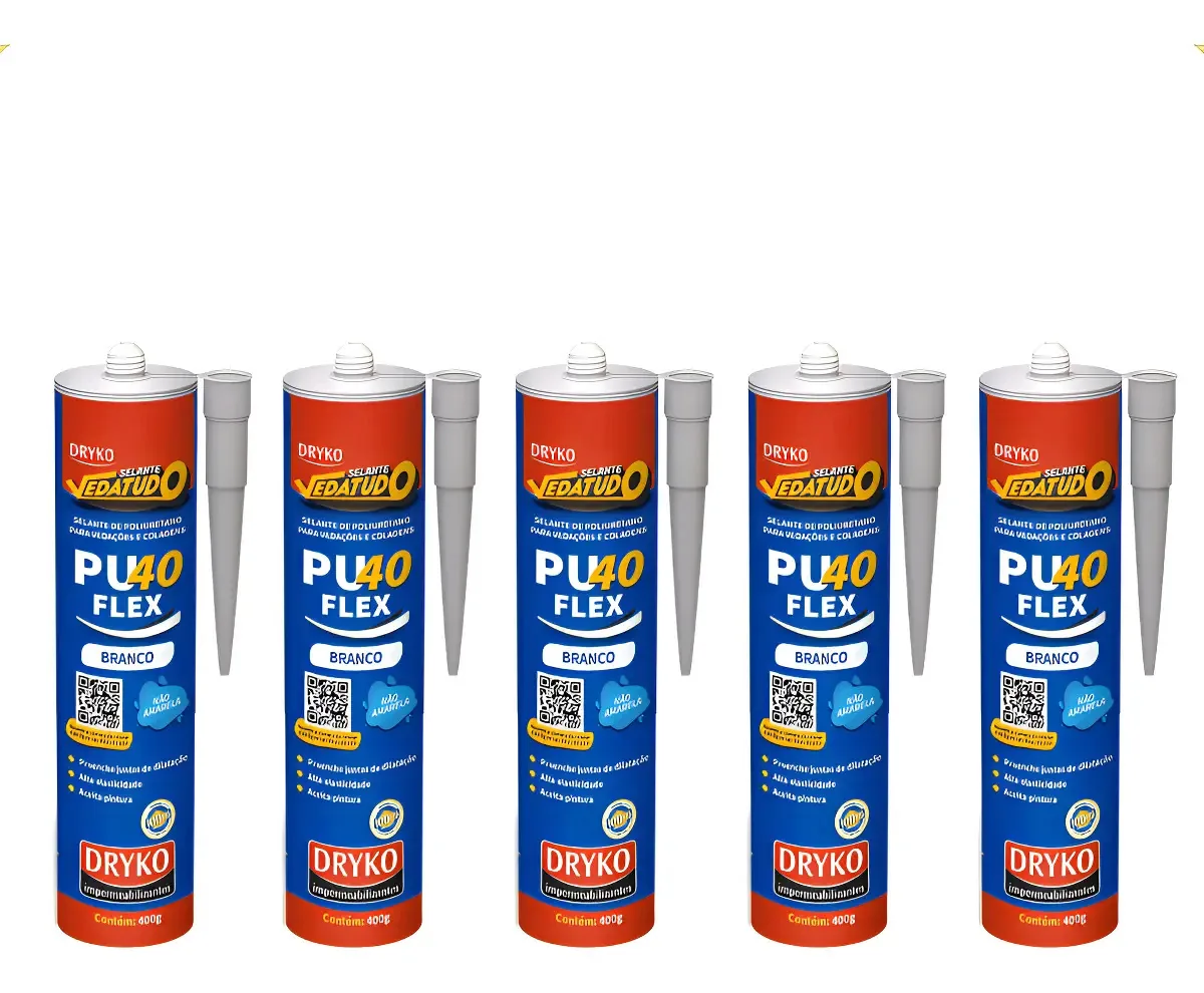 Kit Com 5 Adesivos Selante Pu40 Flex 400g Dryko Vedatudo