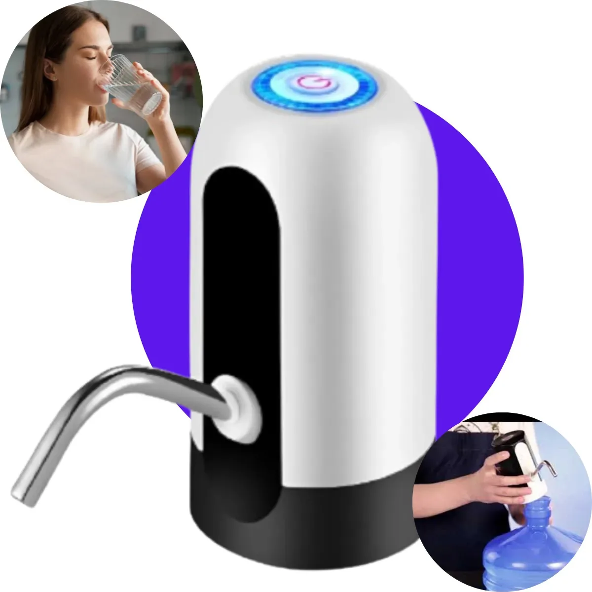 Bomba Para Galão De Água Elétrica Bebedouro de Galão Garrafão Brcost 5l A 20l Recarregável Usb bivolt