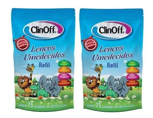 Kit 24 Pacotes Lenços Umedecidos Refil Suave 75 Un Clinoff