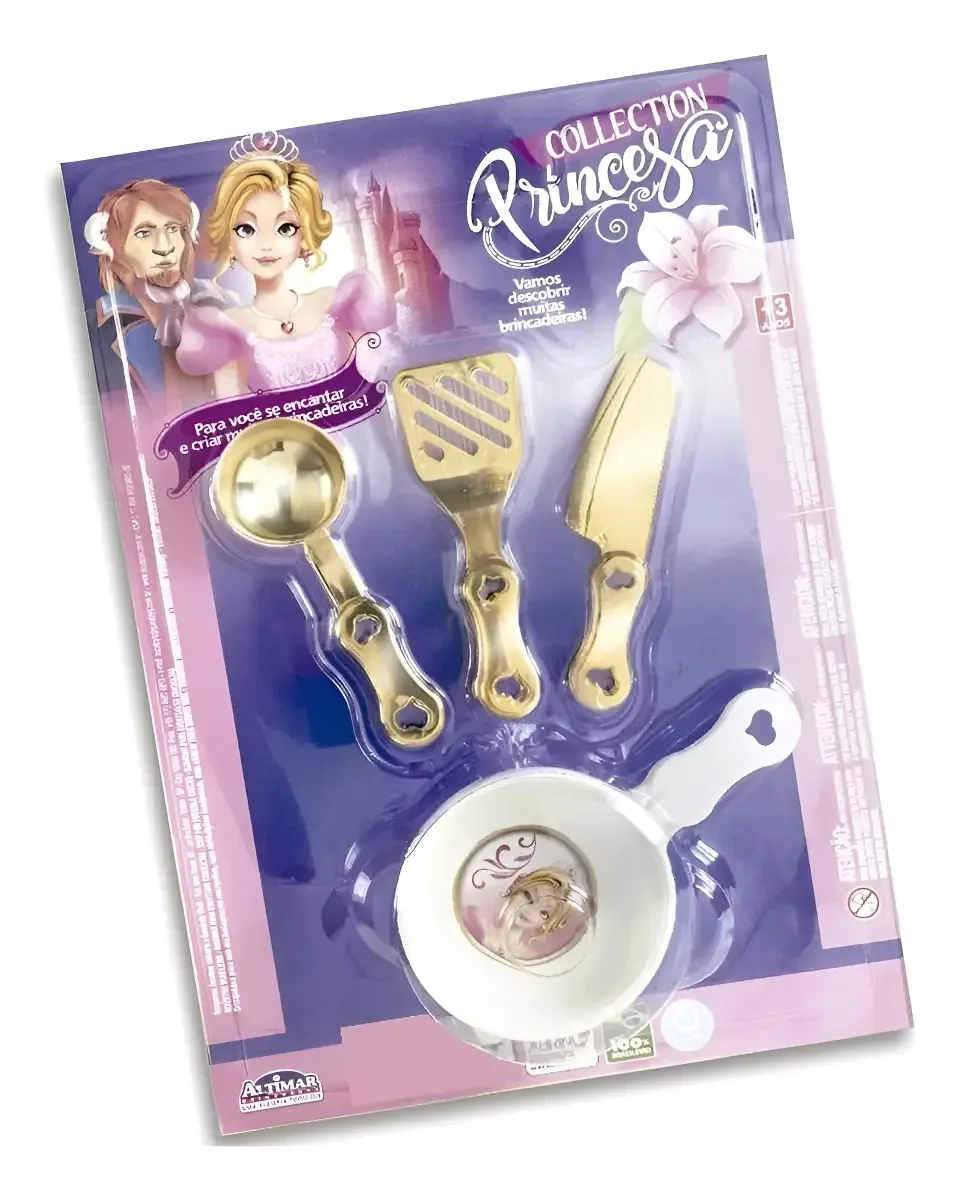 Frigideira Com Talheres De Brinquedo Coleção Princesa 4 Pçs