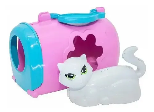 Brinquedo Infantil Gatinho Com Casinha Maleta Com Alça