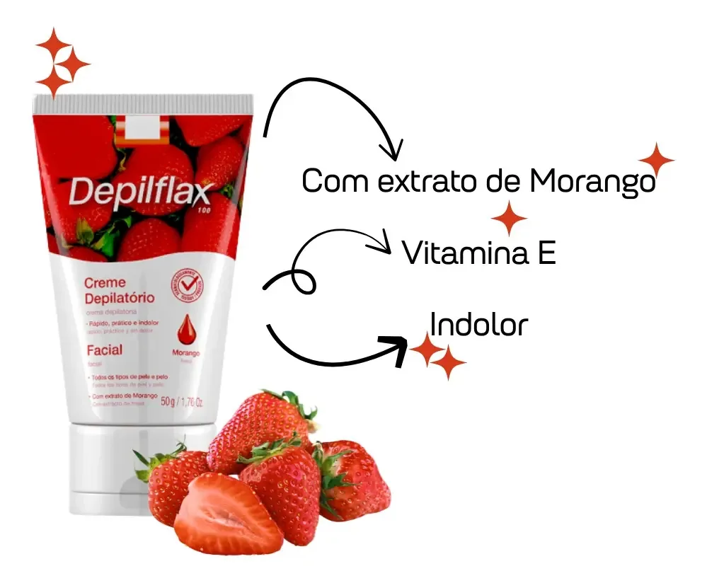 Cr Depil Depilflax 50g Facial Morango