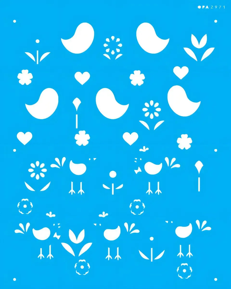 Stencil 20x25 - Estamparia Pássaros E Flores(opa 2971)