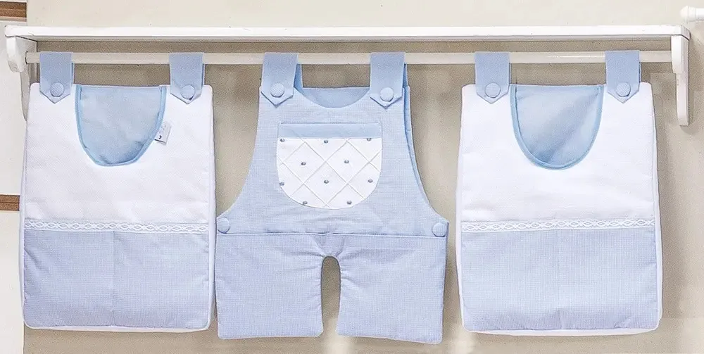 Porta Fraldas Varão Porta Treco Em Tecido Menino 3 Pç Cor Azul