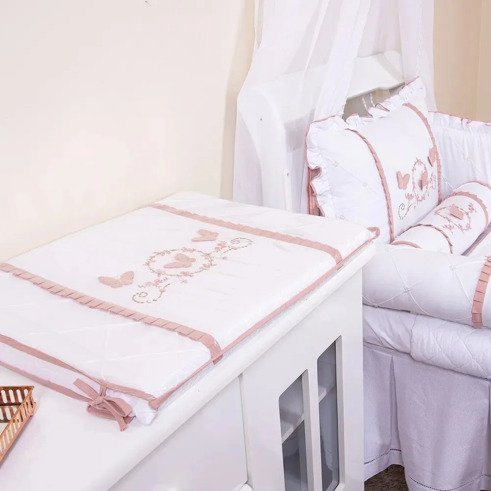 Trocador Bebê Luxo Para Comoda Borboleta Menina Branco Borboleta