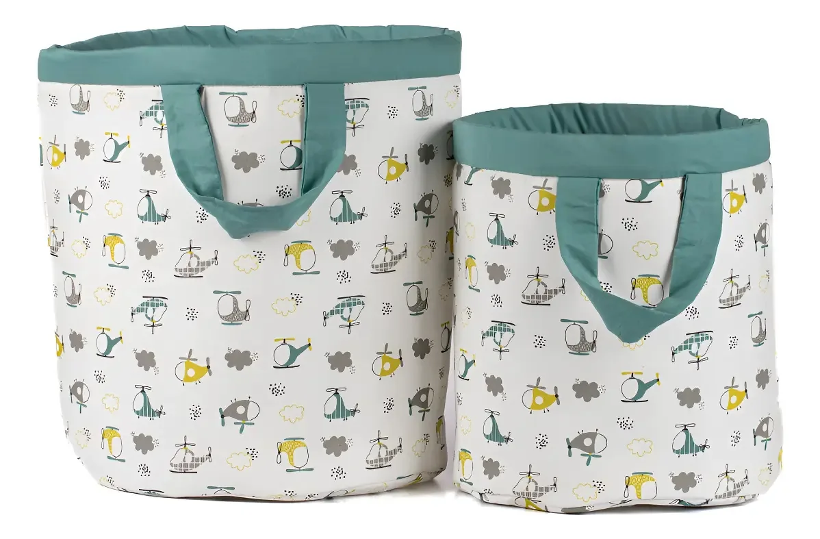 Kit Organizadores Brinquedos Roupas Infantil Menino 2 Pç Cor Helicoptero Verde