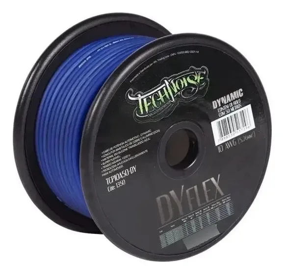 Cabo Força Fio Bateria Technoise Dynamic 5,26mm 50m Azul