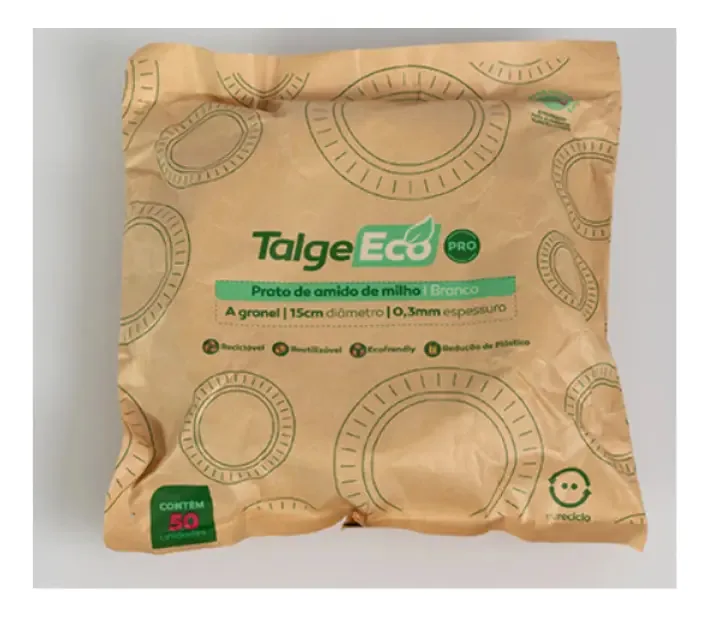 Pratos Descartáveis 15cm Amido de Milho Biodegradável Talge 50 Un