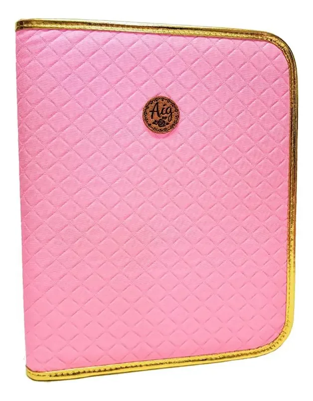 Fichário Universitário Feminino Matelasse Rosa Aig