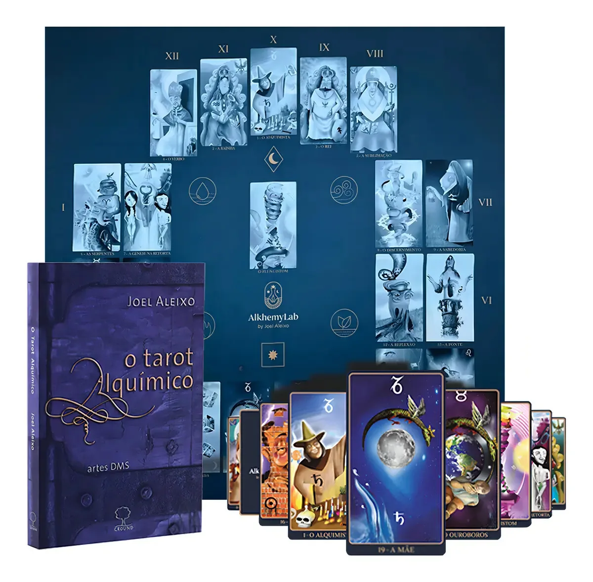 Kit Toalha Oráculo 22 Cartas Tarot Com Livro Joel Aleixo