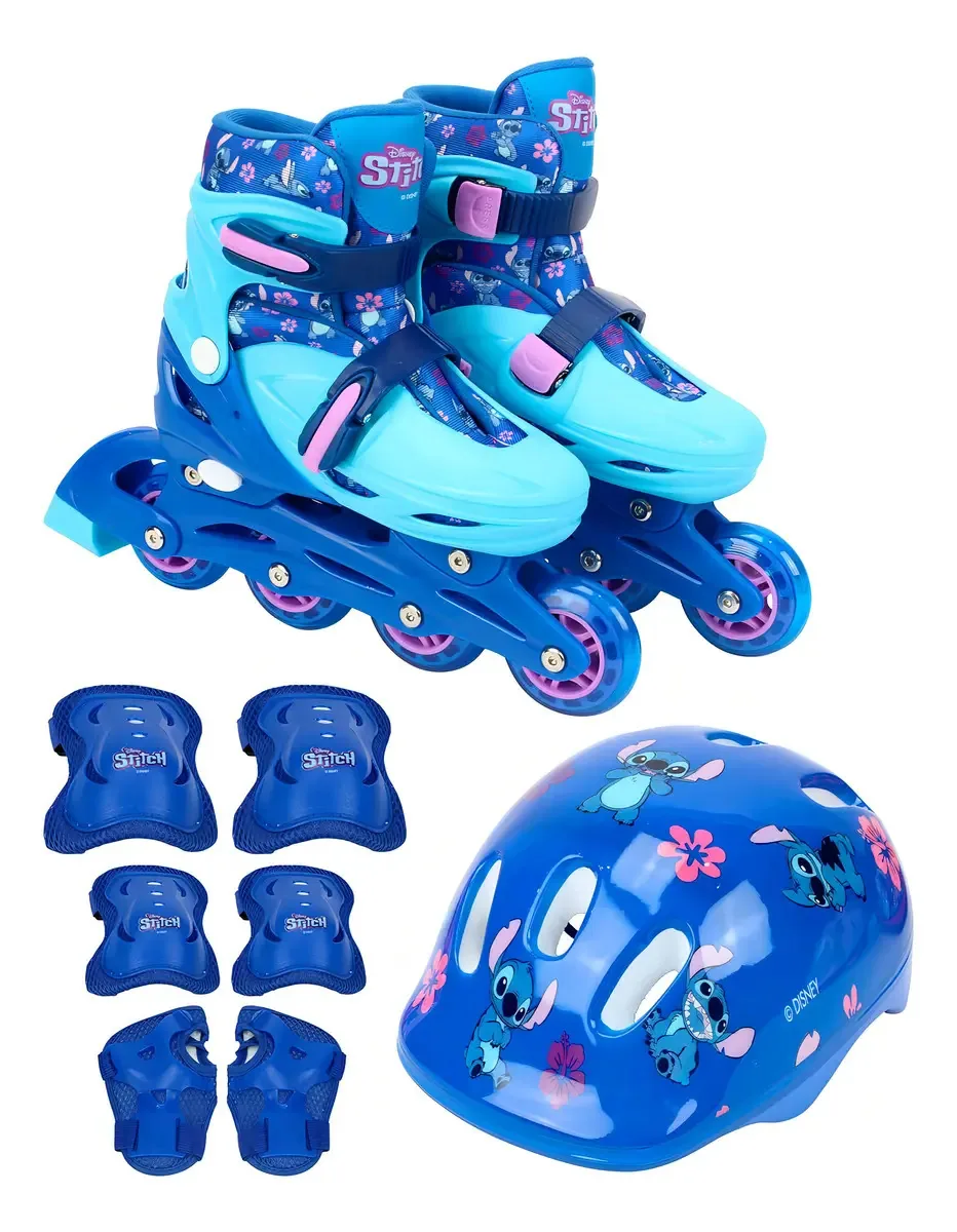 Patins 2 Em 1 4 Rodas 32/35 Com Kit De Proteção Stitch