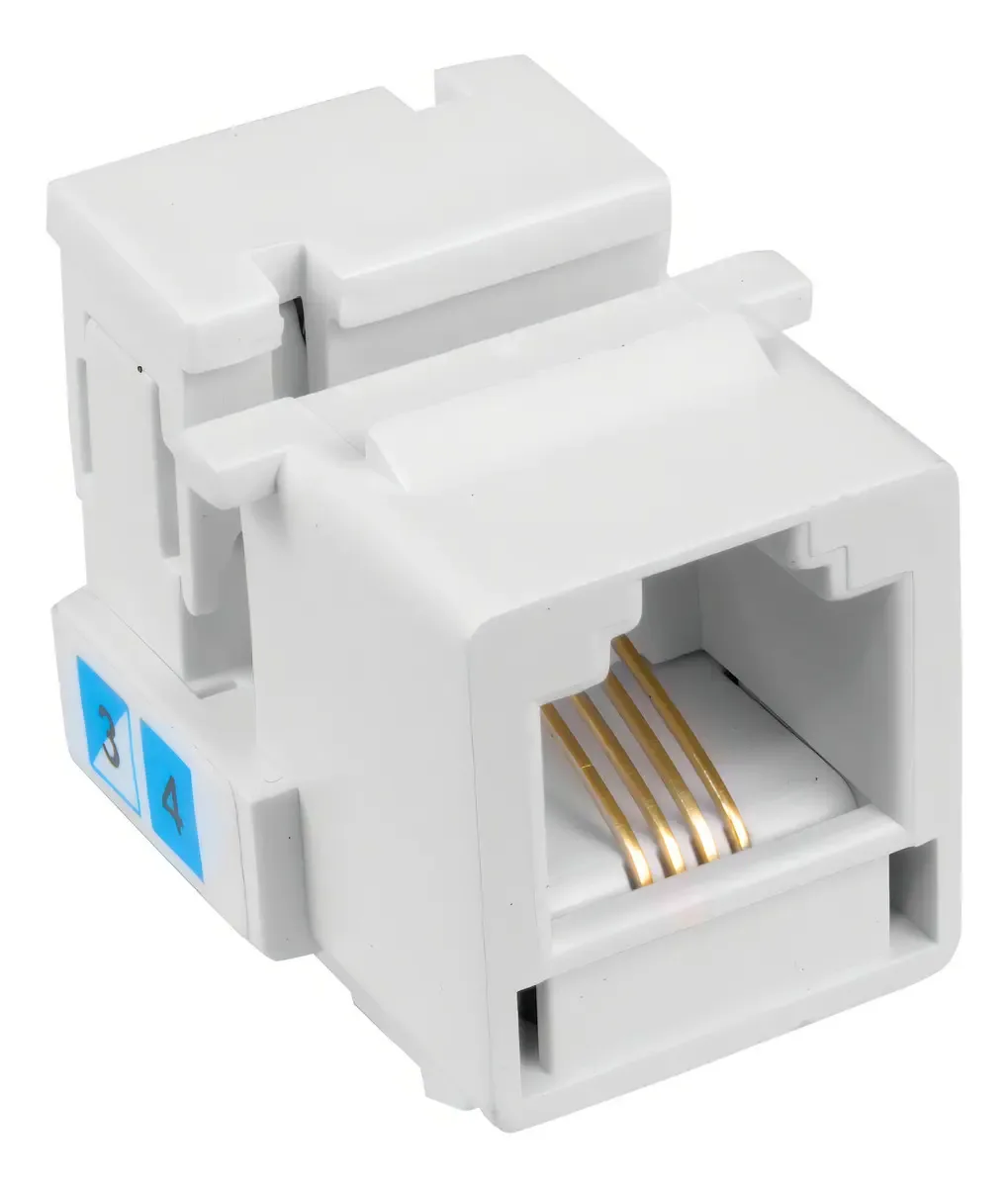 Conector Keystone RJ11 Fêmea 4 Vias Pier Telecom Telefonia Cat3 Branco