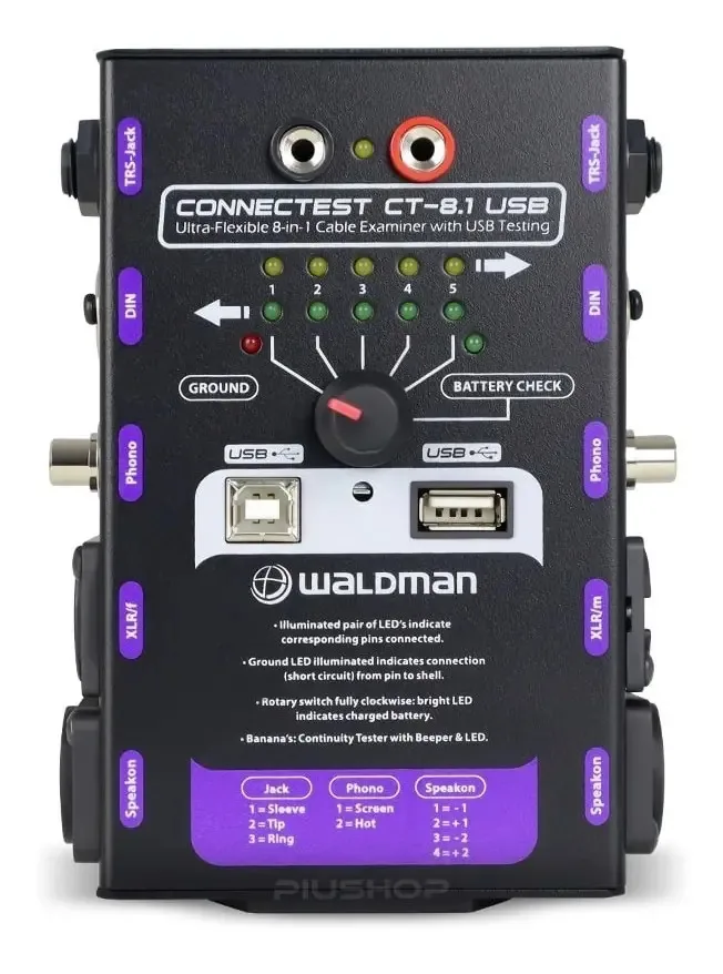 Teste Cabos De Áudio Xlr Trs Rca Pd10 In P2 Speakon Testador