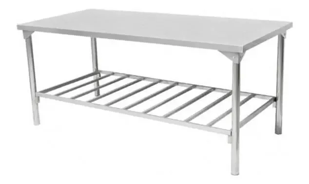 Mesa Toda Inox 430 0,5mm 1,90x0,90 Com Prateleira Innal