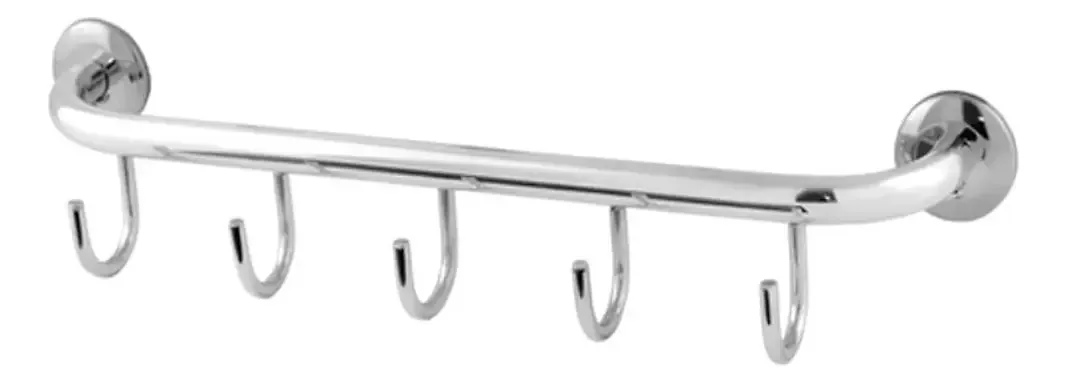 Cabide 05 Ganchos Suporte Roupas Aço Inox Alumínio
