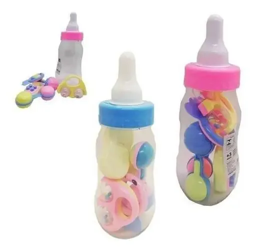 Kit Chocalhos E Mordedores E Cofre De Mamadeira Para Bebê