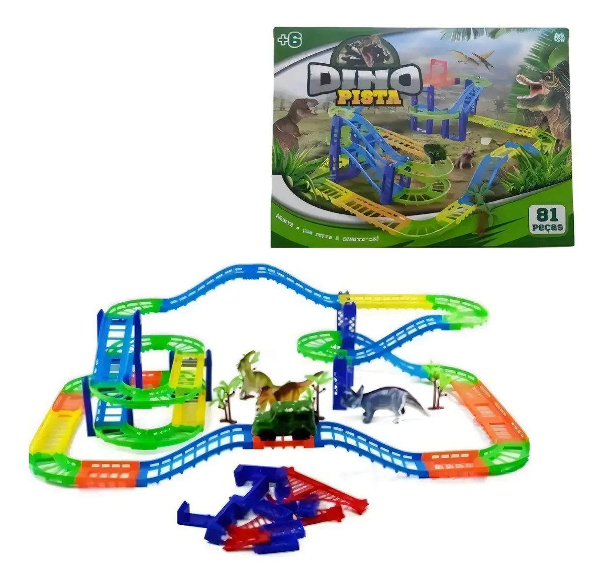Brinquedo Pista C/carro Dino 81pcs