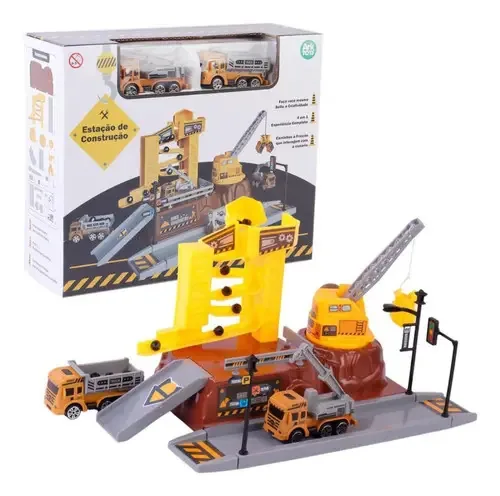 Brinquedo Pista Estação De Construção Para Montar 17 Peças