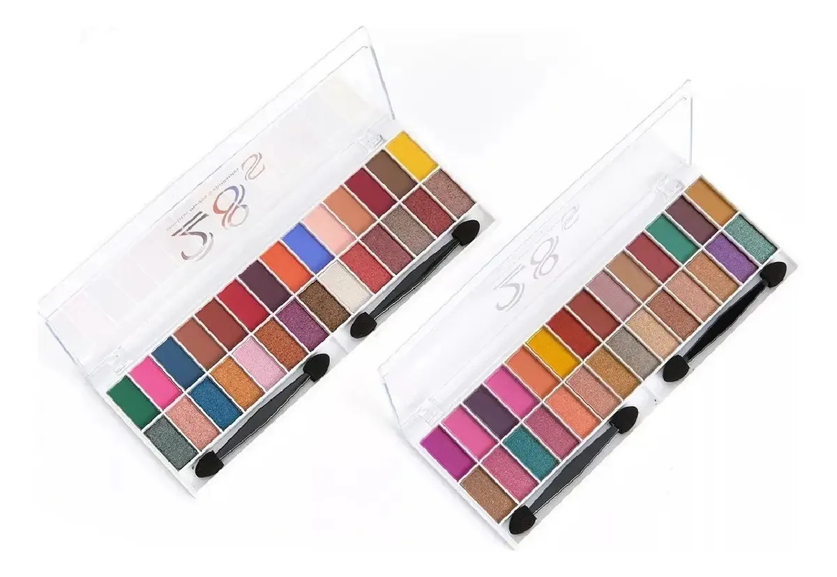 2 Paletas Estojo 28 Sombras Kit Maquiagem + Pincel Atacado Cor Vivai Ab