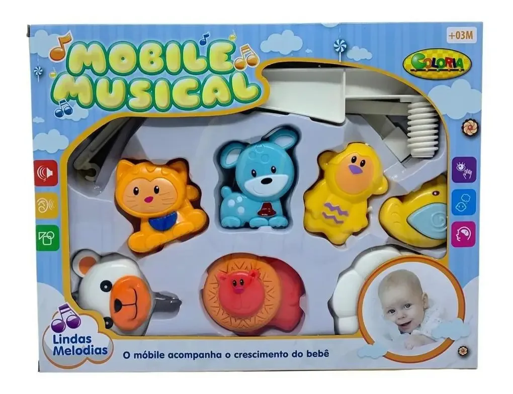Mobile Musical Bichinhos Carinhosos - Coloria