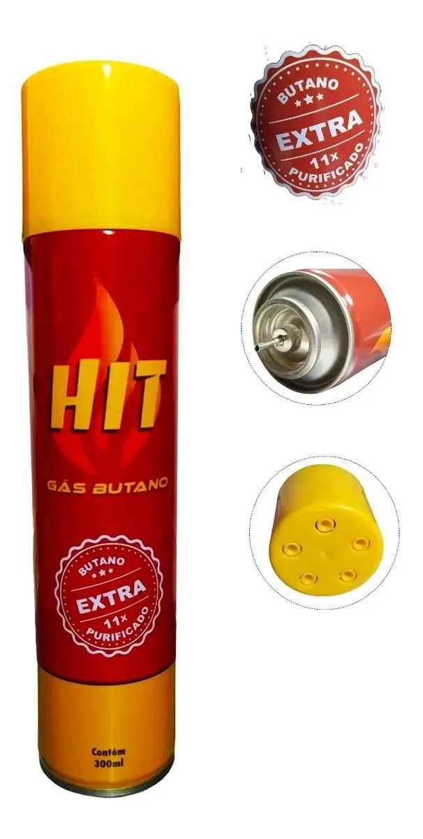 Gás Butano Hit Refil Isqueiro Maçarico Culinário 300ml
