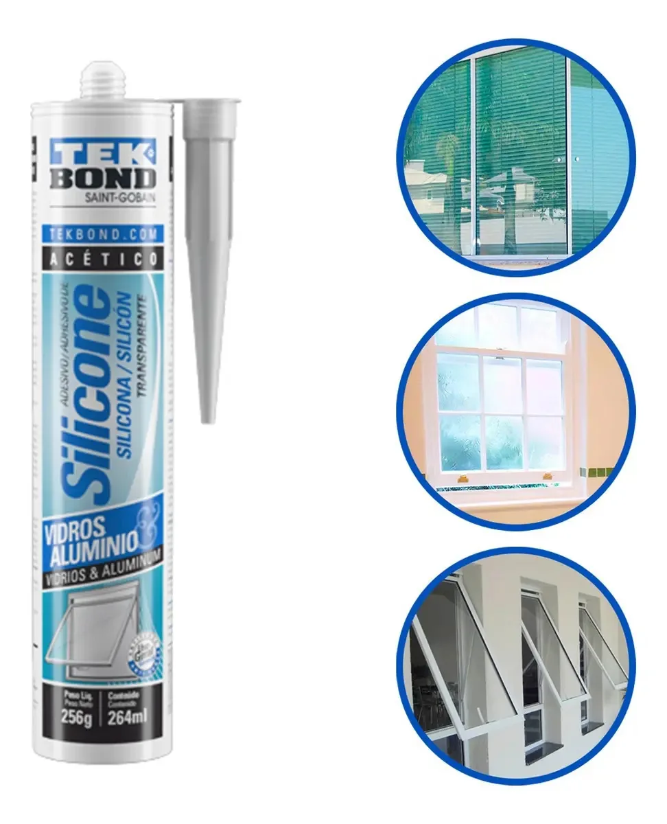 Cola COLA ADESIVO SILICONE ACÉTICO TRANSPARENTE / INCOLOR TEKBOND - SAINT GOBAIN Adesivo Cola de 256g - Água