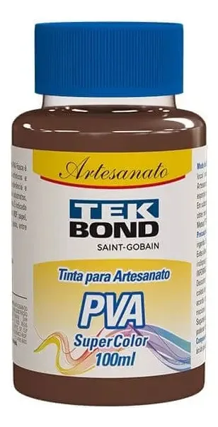 Tinta PVA Fosca Tekbond Chocolate 100ml Para Artesanato em Madeira e Cerâmica
