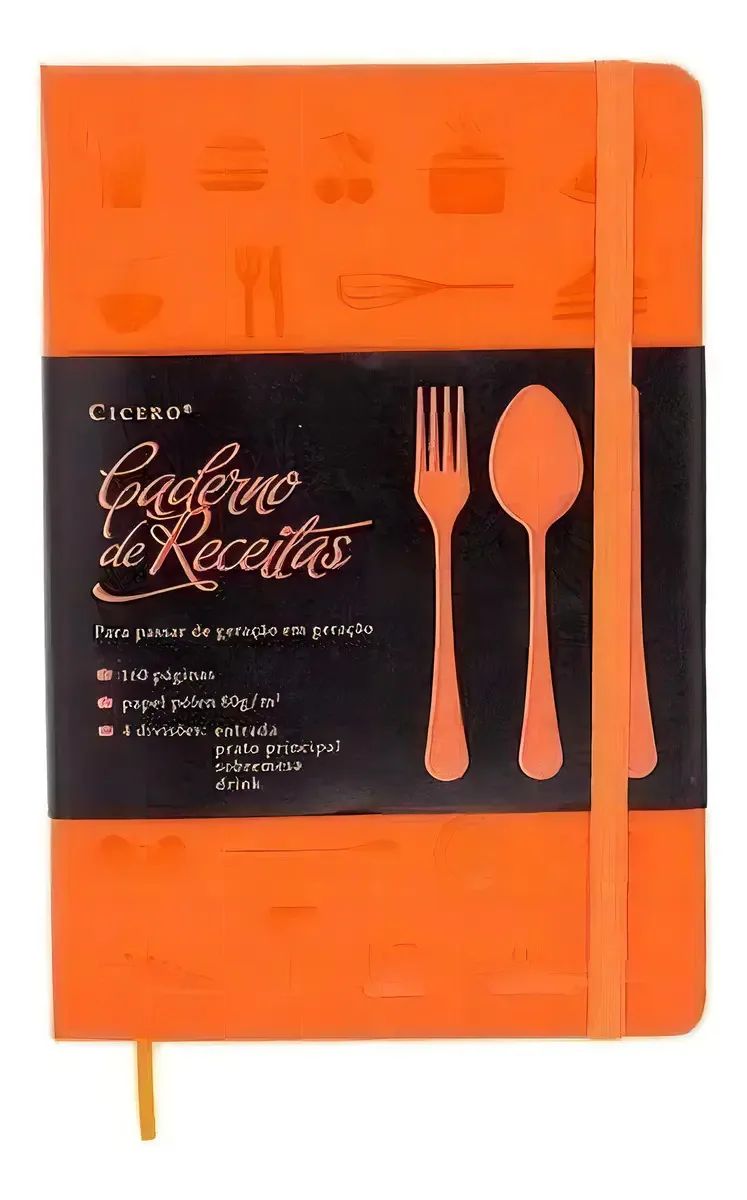 Caderno De Receitas Cícero - Prazeres 14x21 - Laranja
