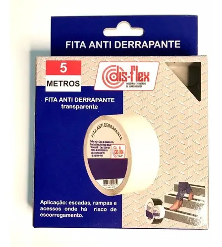 Fita Antiderrapante Transparente Preto Escada Rampa 5mx30mm